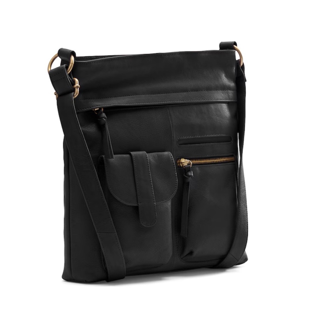 NWT Black Leather Manhattan Crossbody Bag